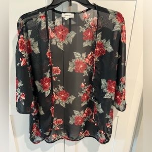 Black floral cardigan